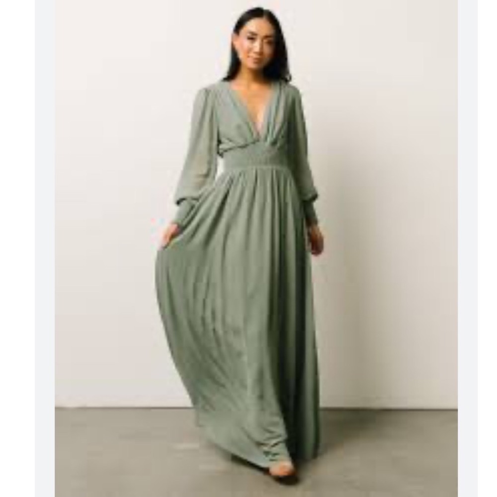 NWT Baltic Born Olivia Maxi Dress Eucalyptus Green‎ V-Neck Smocked Waist 3XL